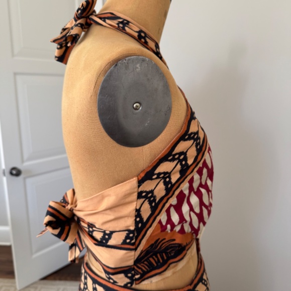 NWT $595 Johanna Ortiz Yoruba Crop Top in Russet Terracotta, Black, & Ecru Sz 10 - Picture 4 of 13